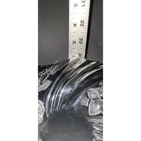 Vintage Mikasa Christmas  Bowl Clear Lead Crystal, Frosted Leaves & Santa - Picture 5 of 8